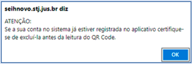 Mensagem informativa do SEI